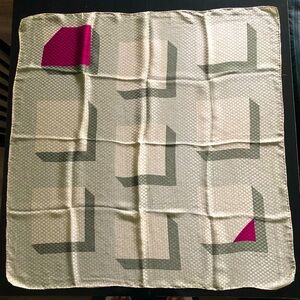 Vintage Fisba Stoffels Silk Scarf 3 Dimensional Block Design - Greens Pink